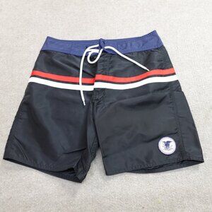 Freedom Artists Shorts 30 Black Nylon 7" Swim Drawstring Made in USA